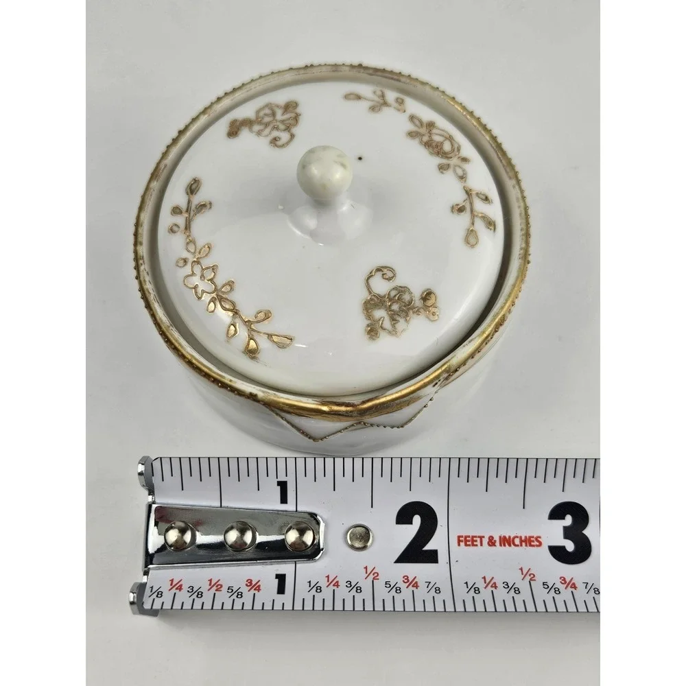 Antique Nippon Hand Painted Covered Dresser‎ Jar Gold Gilt Japan
